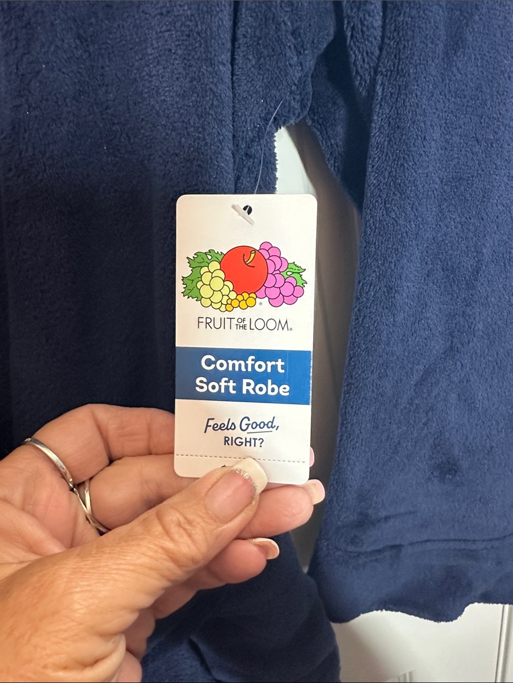 NWTS MENS Fruit of the Loom Navy Plush Bath Robe OS - Picture 4 of 9